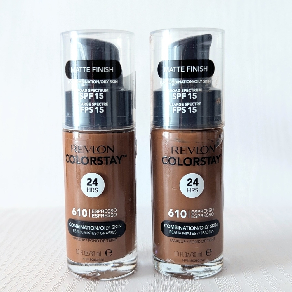 2Pcs Revlon Colorstay 24Hr Makeup Foundation Matte SPF 15 #610 ESPRESSO 1fl.oz